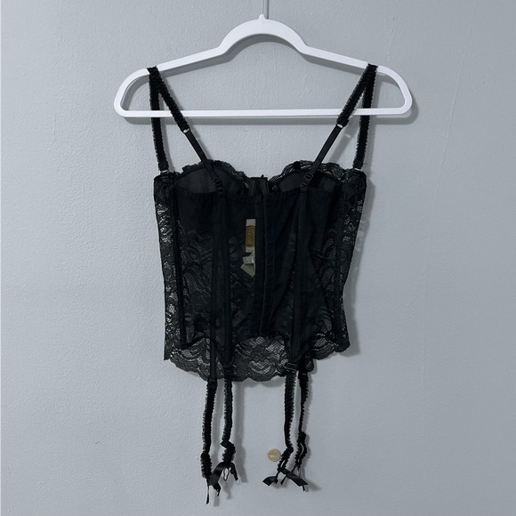 Vintage Victoria's Secret Bustier Women 36B Black Lace Overbust Garter Corset - Picture 6 of 10